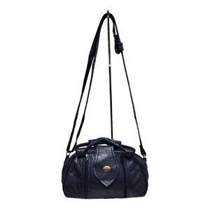 VINTAGE LONDON Navy Blue Handbag/Crossbody/Satchel Leather